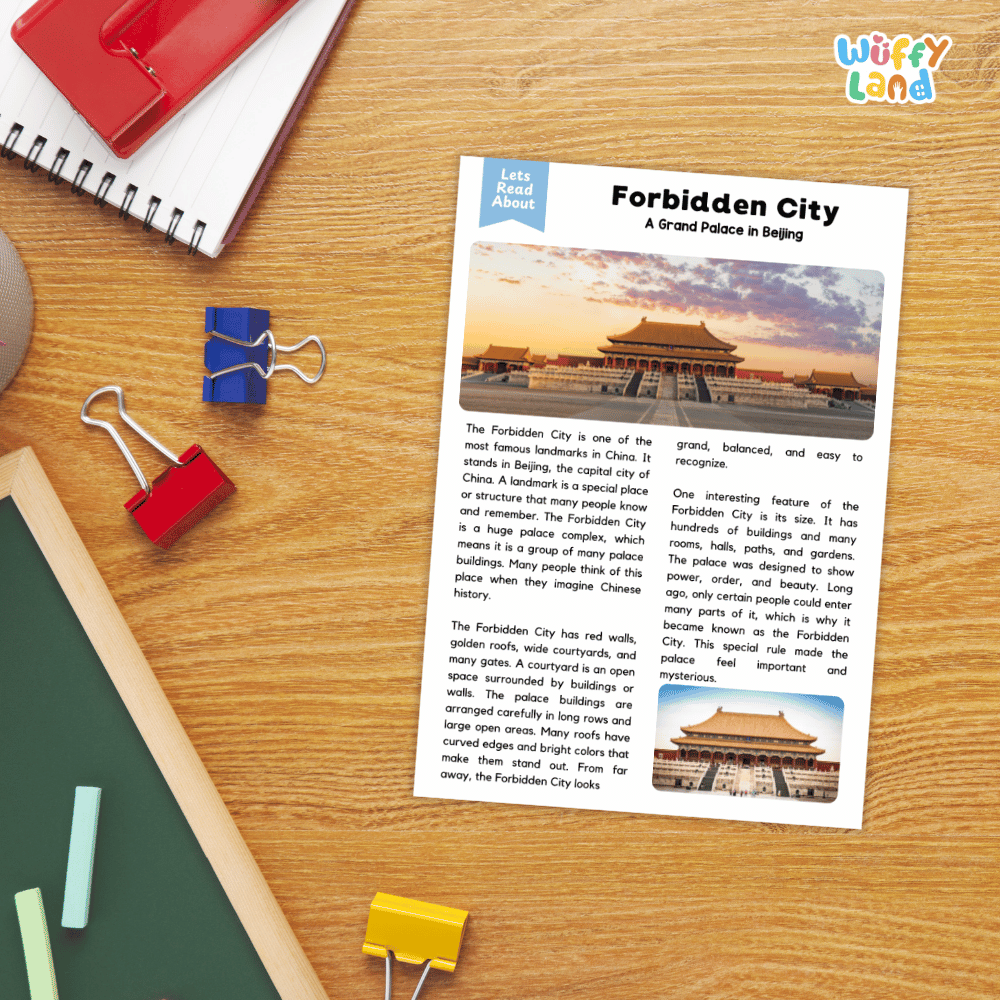 Forbidden City Landmark Reading Passages and Comprehension Worksheets