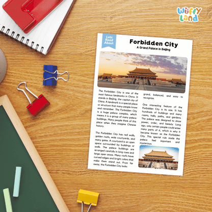 Forbidden City Landmark Reading Passages and Comprehension Worksheets