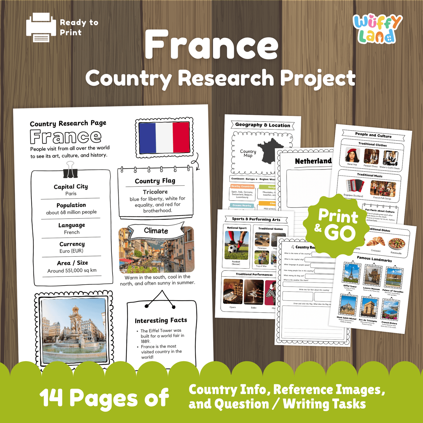 FRANCE Country Study | Geography Research Project & Printable Worksheets