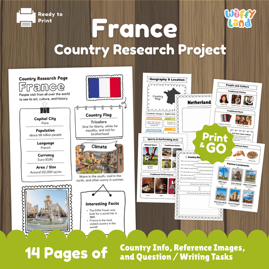FRANCE Country Study | Geography Research Project & Printable Worksheets