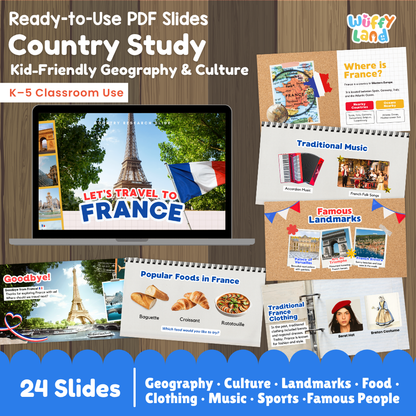 France Country Study Kid Friendly Geography and Culture PDF Slides