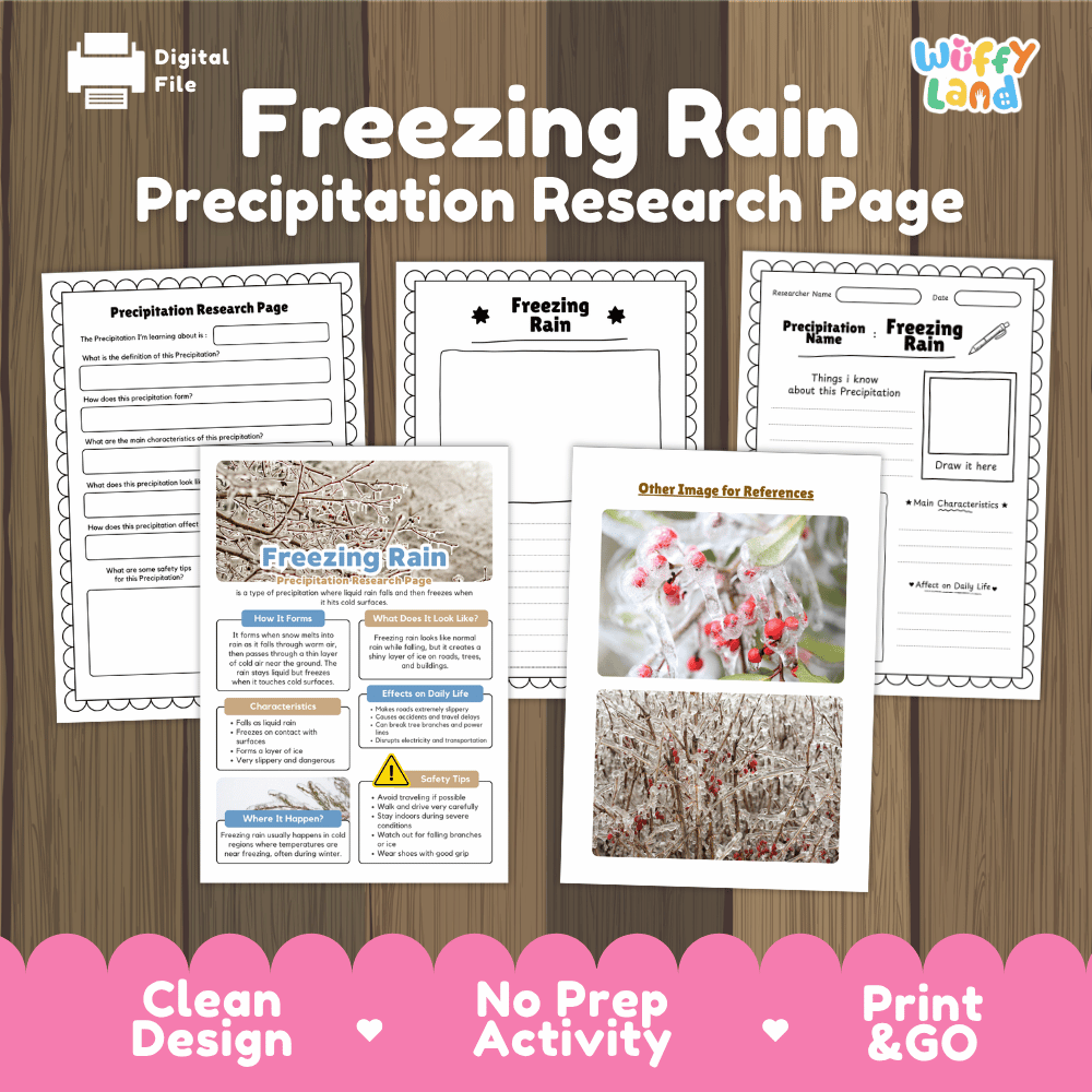 Freezing Rain Precipitation Research Page Worksheets Weather Science Activity