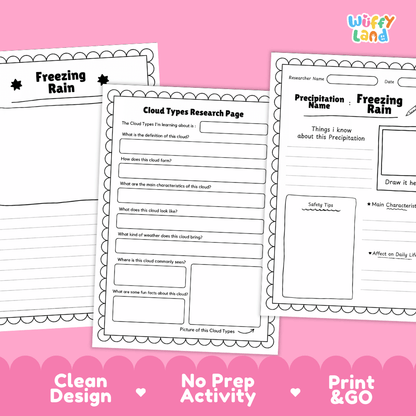 Freezing Rain Precipitation Research Page Worksheets Weather Science Activity