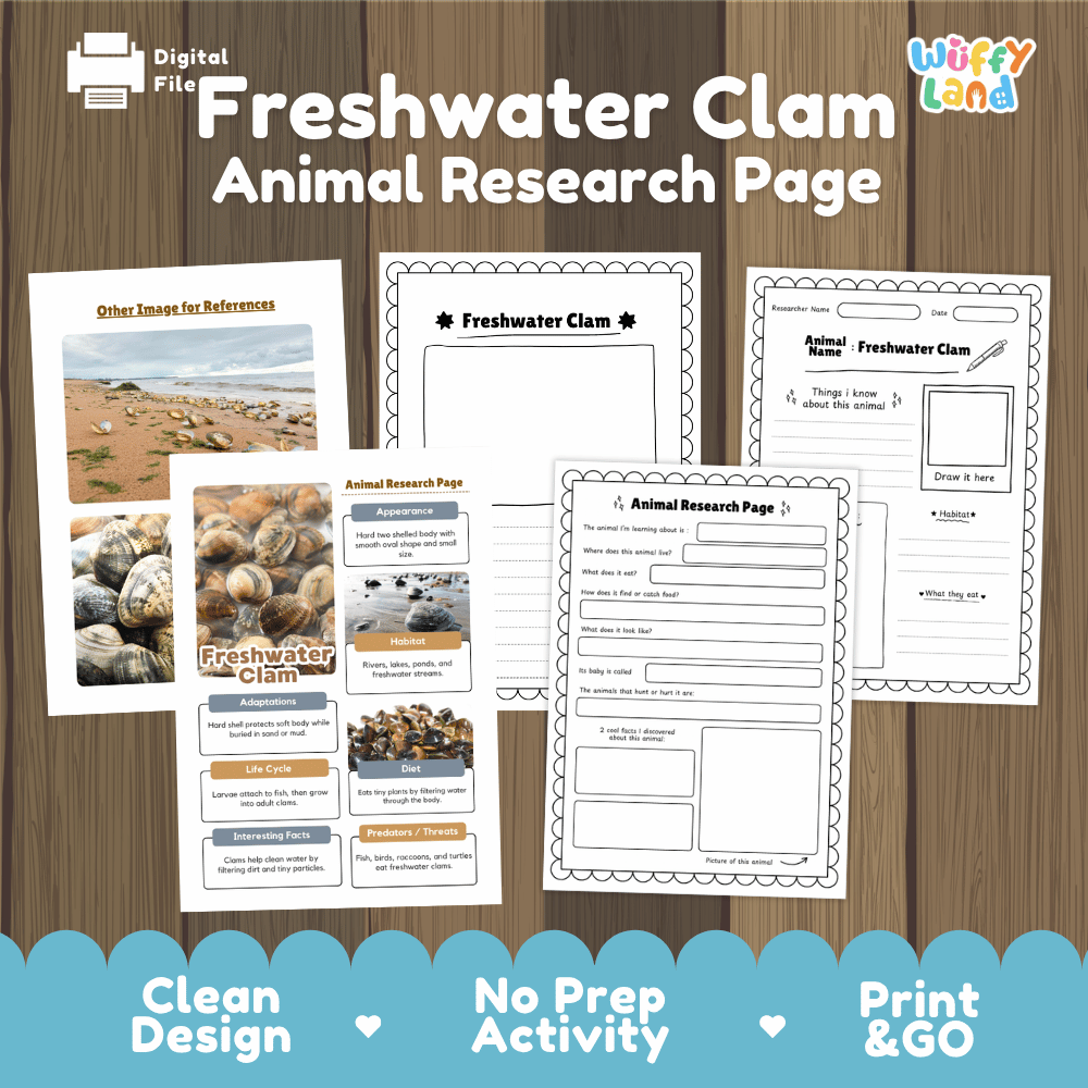 Freshwater Clam Animal Research Page Worksheets