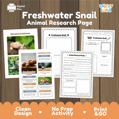 Freshwater Snail Animal Research Page Worksheets