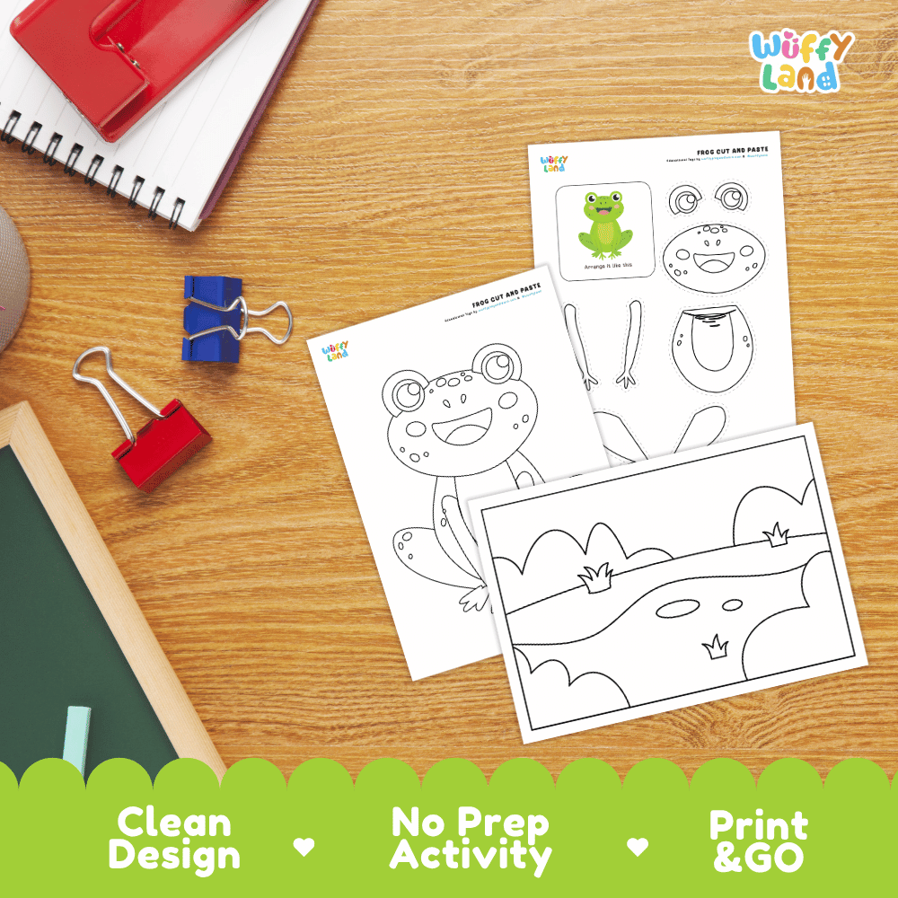 Frog Cut and Paste Craft and Coloring Activity Worksheets