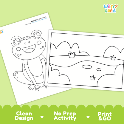 Frog Cut and Paste Craft and Coloring Activity Worksheets