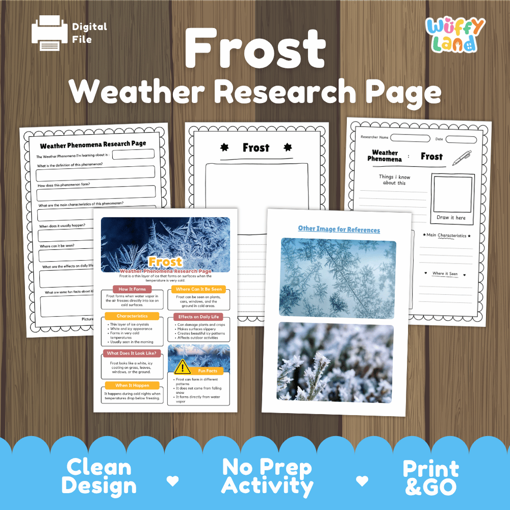 Frost Weather Phenomena Research Worksheets and Informational Fact Sheets