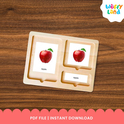 Printable fruit vocabulary picture cards featuring apple, lemon, kiwi, avocado, mangosteen and other fruits for kids