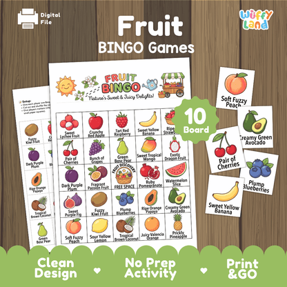 Fruit Bingo Games Printable Healthy Eating and Nutrition Activities