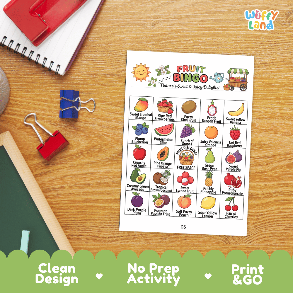 Fruit Bingo Games Printable Healthy Eating and Nutrition Activities