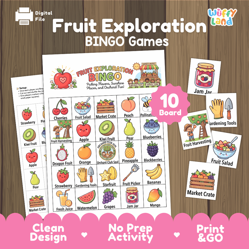 Fruit Exploration Bingo Games Printable Orchard Activities