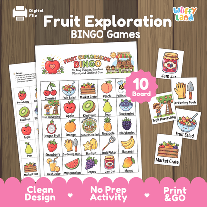 Fruit Exploration Bingo Games Printable Orchard Activities