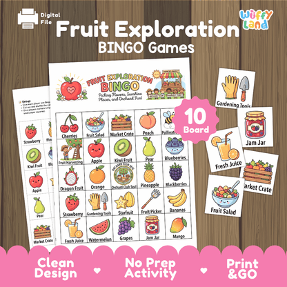 Fruit Exploration Bingo Games Printable Orchard Activities