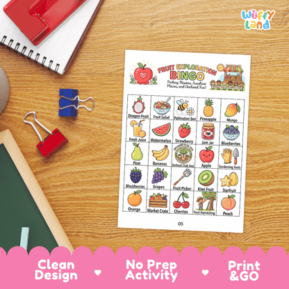 Fruit Exploration Bingo Games Printable Orchard Activities