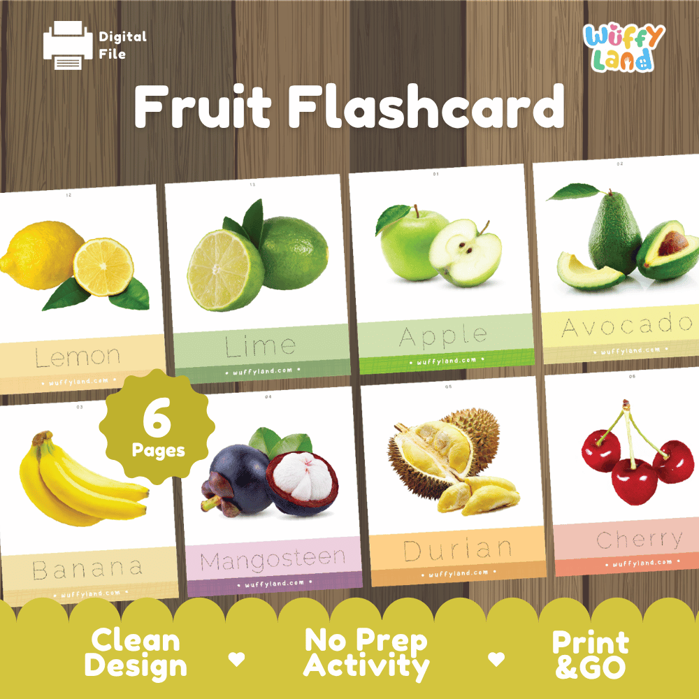 Fruit Tracing Flashcards – Learn & Write Fruit Names