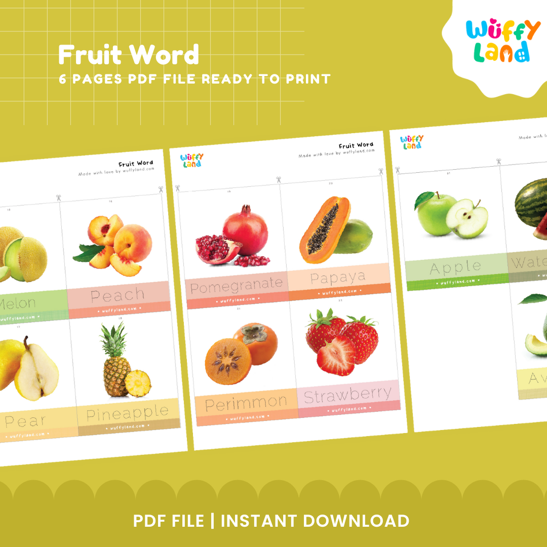 Fruit Tracing Flashcards – Learn & Write Fruit Names