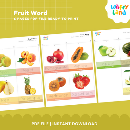 Fruit Tracing Flashcards – Learn & Write Fruit Names