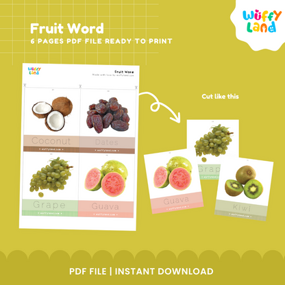 Fruit Tracing Flashcards – Learn & Write Fruit Names