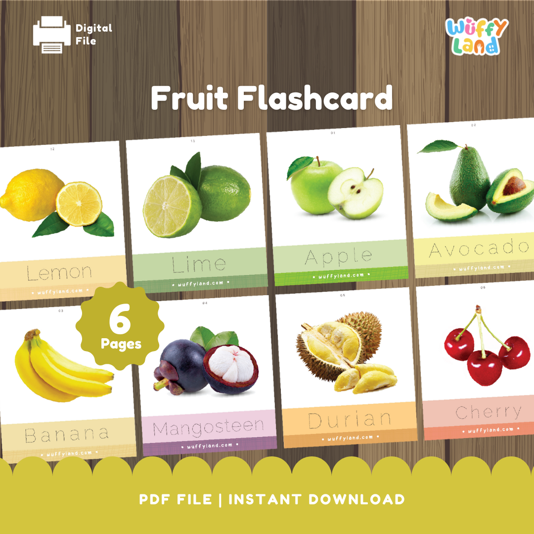 Fruit Tracing Flashcards – Learn & Write Fruit Names