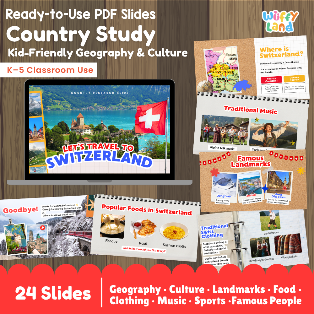 Switzerland Country Study Kid Friendly Geography & Culture PDF Slides