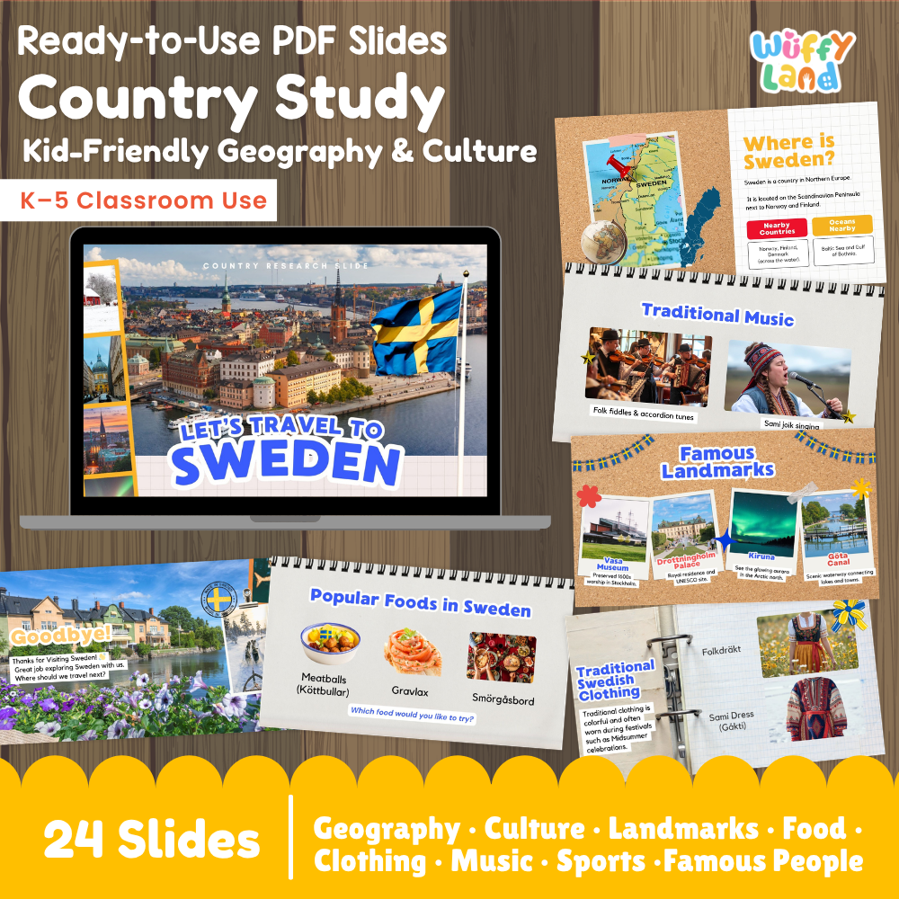 Sweden Country Study Kid Friendly Geography & Culture PDF Slides