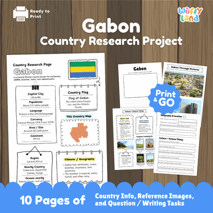 Gabon Country Research Project Printable Worksheets and Activities