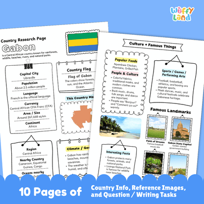 Gabon Country Research Project Printable Worksheets and Activities