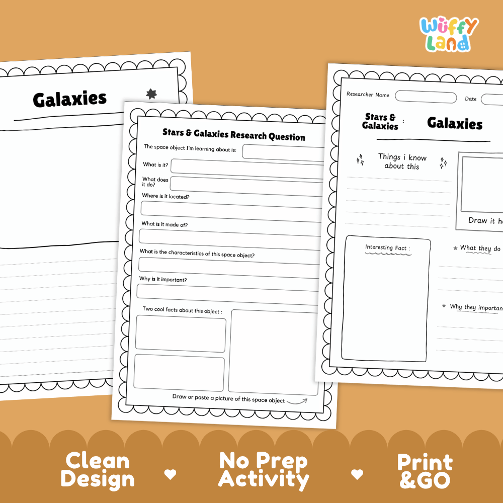 Galaxies Solar System Research Project Worksheets and Fact Sheet