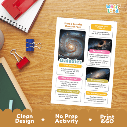 Galaxies Solar System Research Project Worksheets and Fact Sheet