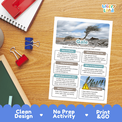 Gale Wind and Air Research Page Worksheets Weather Science Activity