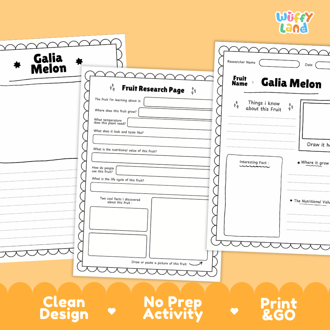 Galia Melon Fruit Research Page Worksheets and Fact Sheet
