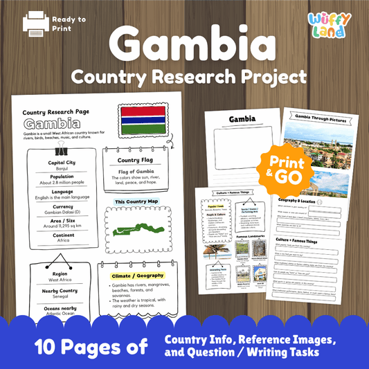 Gambia Country Research Project Printable Worksheets and Activities