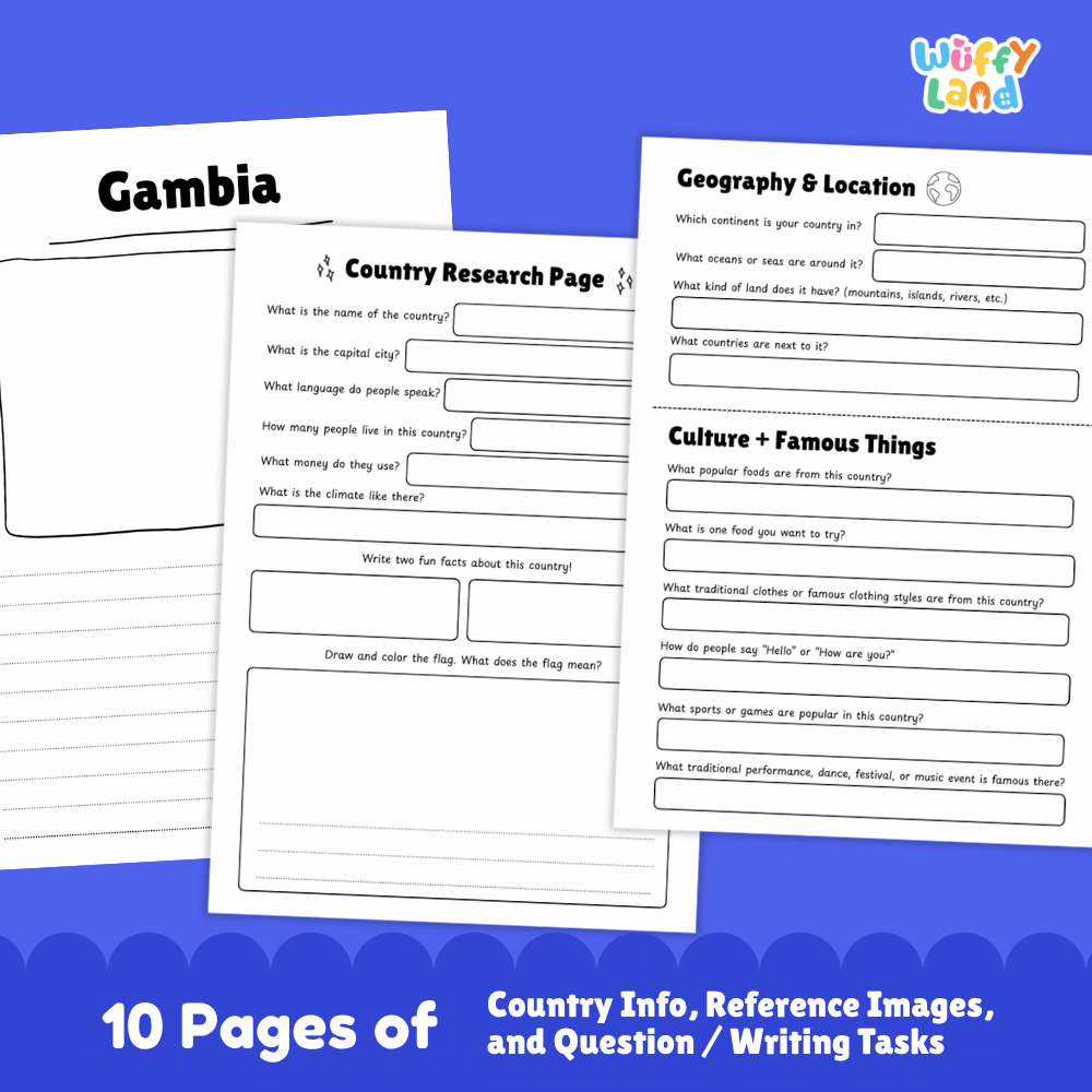 Gambia Country Research Project Printable Worksheets and Activities