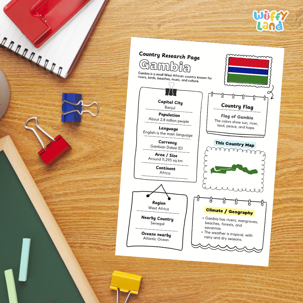 Gambia Country Research Project Printable Worksheets and Activities