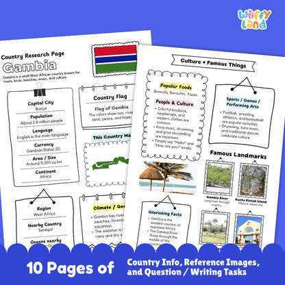 Gambia Country Research Project Printable Worksheets and Activities