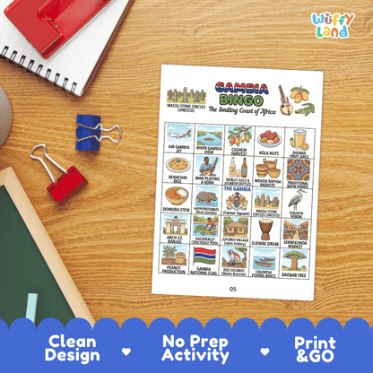 Gambia Geography Bingo Games Printable Activity