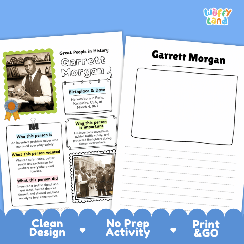 Garrett Morgan Famous People Research Page Worksheets and Biography Activity
