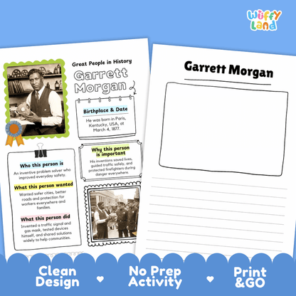 Garrett Morgan Famous People Research Page Worksheets and Biography Activity
