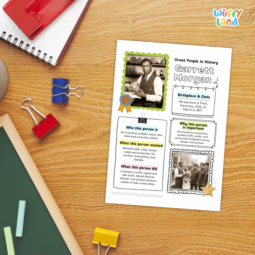 Garrett Morgan Famous People Research Page Worksheets and Biography Activity
