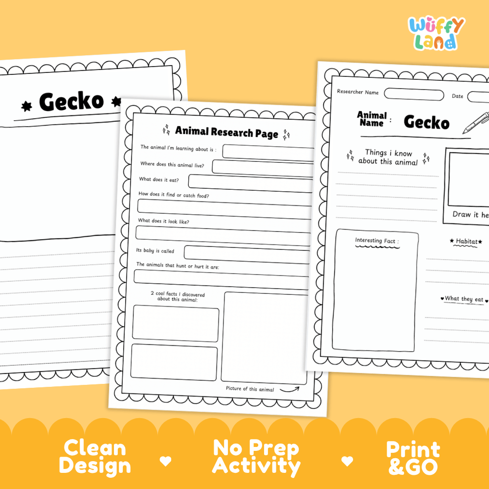 Gecko Animal Research Page Worksheets