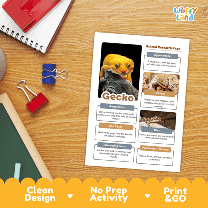 Gecko Animal Research Page Worksheets