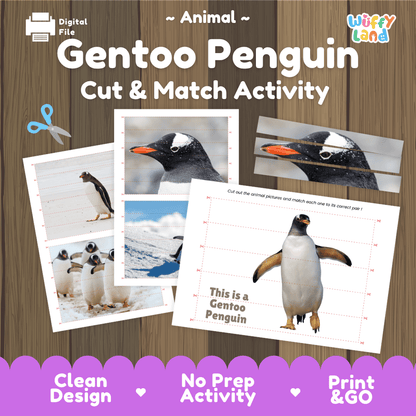 Gentoo Penguin Cut and Match Activity Worksheets