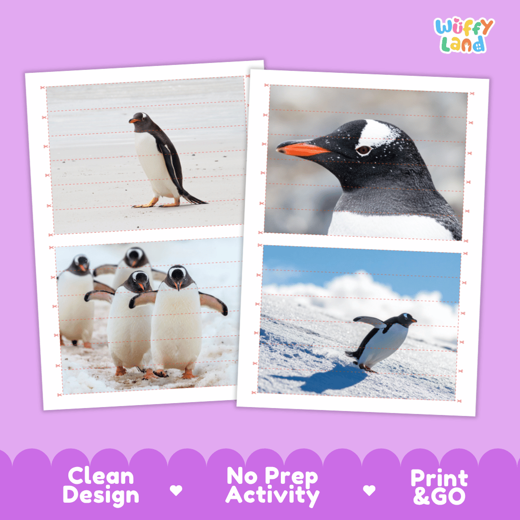 Gentoo Penguin Cut and Match Activity Worksheets