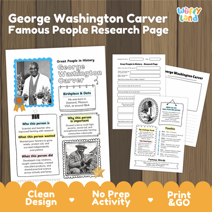 George Washington Carver Famous People Research Page - Black History Month Biography Worksheets