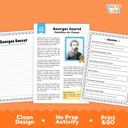 Georges Seurat Biography Reading Passage and Writing Activity Worksheets