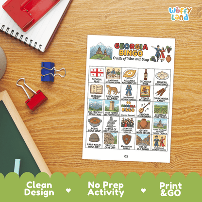 Georgia Country Geography BINGO Game Cradle of Wine and Song Activity Printable Boards