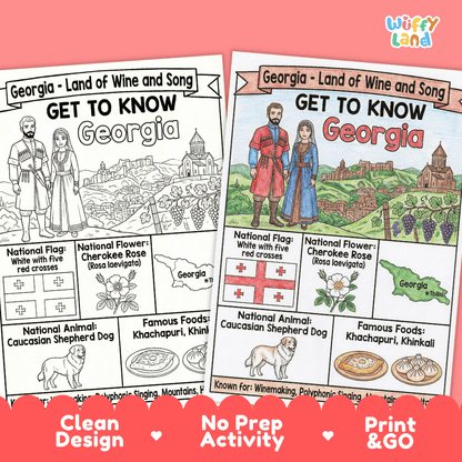 Georgia Country Geography Coloring Poster | World Country Study Worksheet Activity