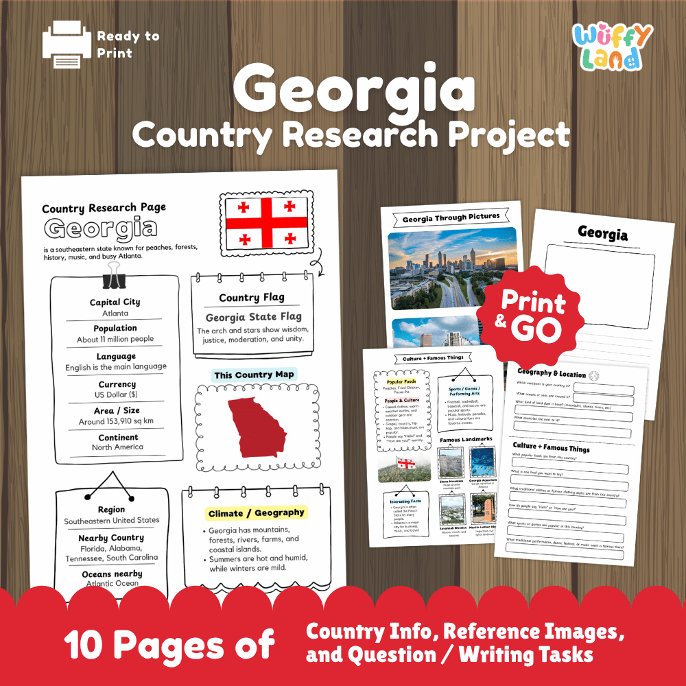 Georgia Country Research Project Worksheets and Activity Pages