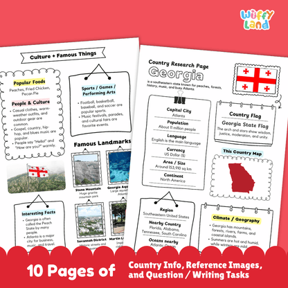 Georgia Country Research Project Worksheets and Activity Pages